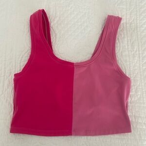 Terez Two-Tone Fuchsia and Light Pink Sports Bra